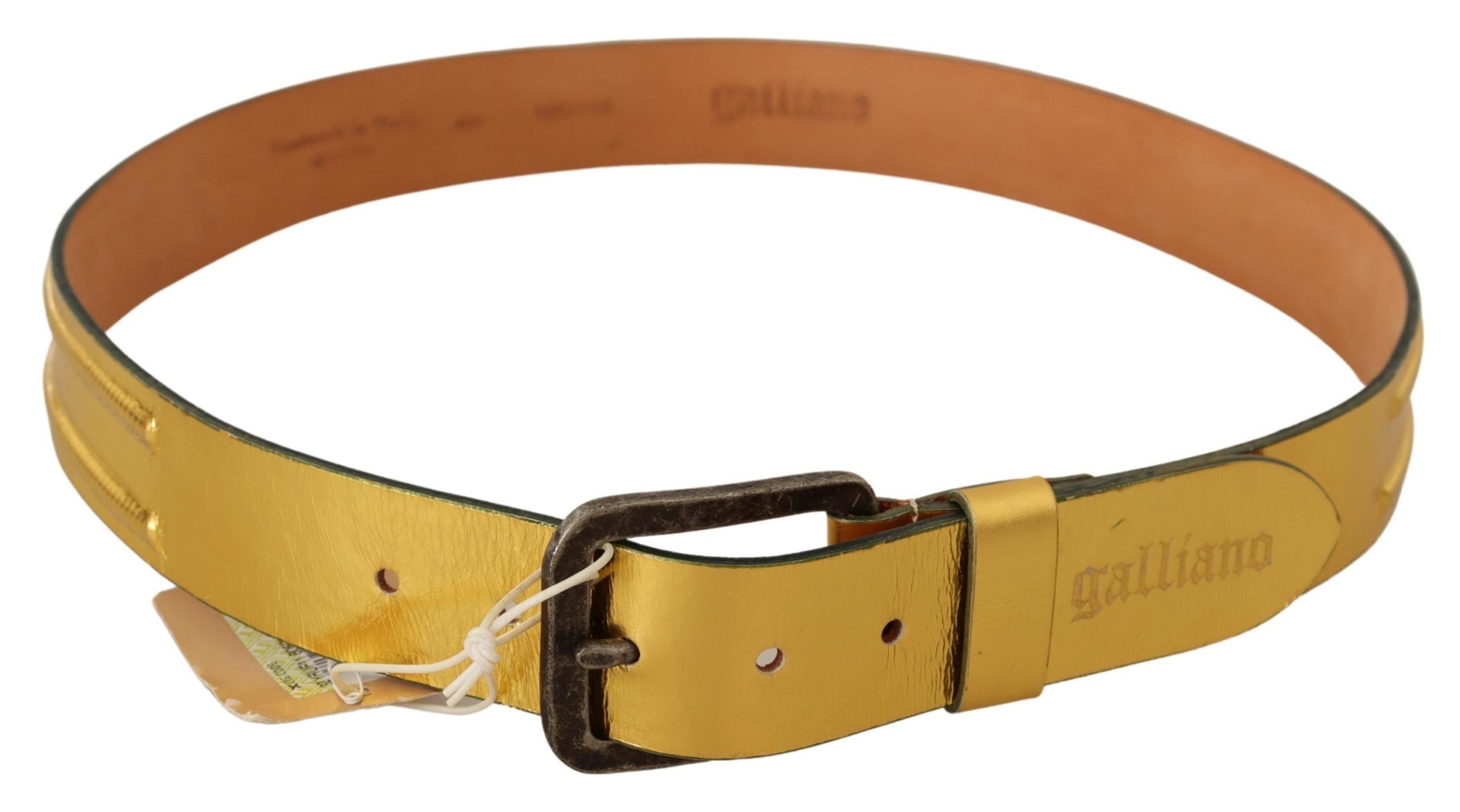 John Galliano Elegant Gold Genuine Leather Men's Men's Belt