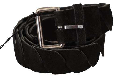 GF Ferre Elegant Black Waist Belt with Metal Men's Buckle