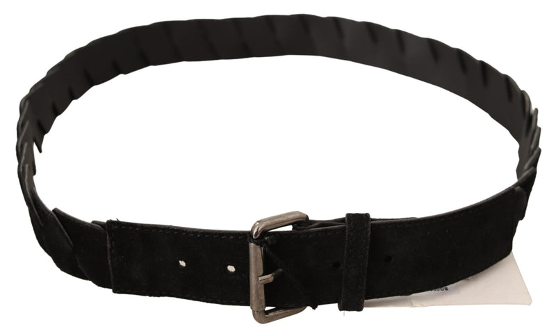 GF Ferre Elegant Black Waist Belt with Metal Men's Buckle