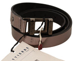 Costume National Chic Pink Metallic Leather Belt with Bronze Women's Buckle