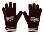 Dolce & Gabbana Elegant Red Cashmere Gloves with Crown Men's Motif