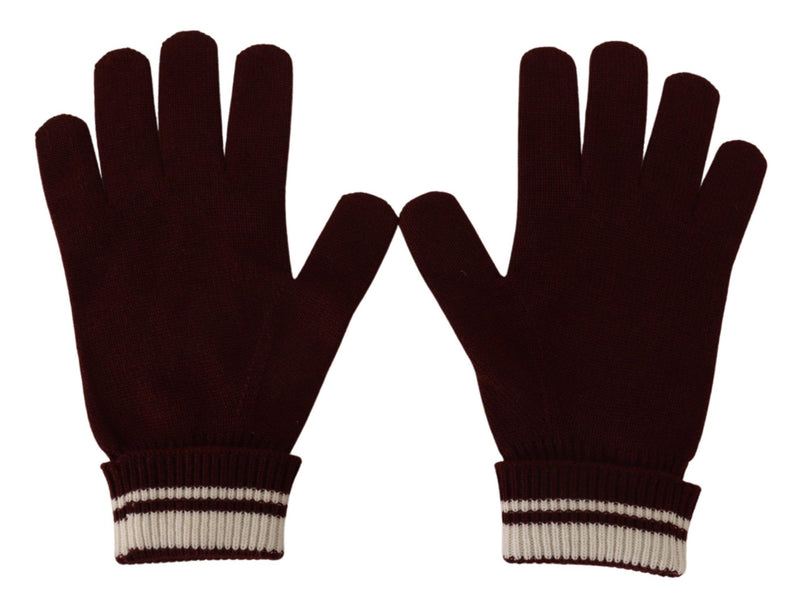 Dolce & Gabbana Elegant Red Cashmere Gloves with Crown Men's Motif