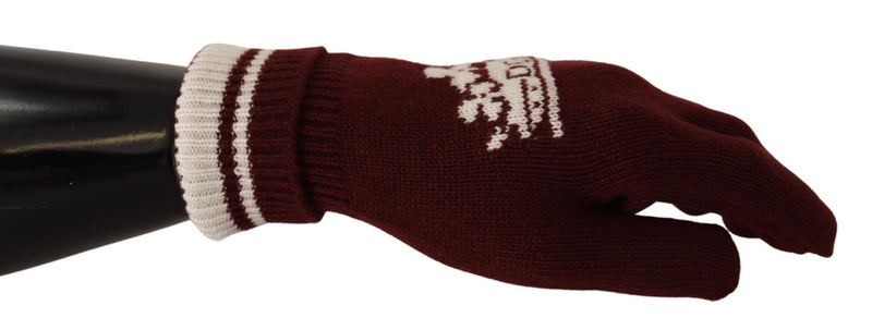 Dolce & Gabbana Elegant Red Cashmere Gloves with Crown Men's Motif