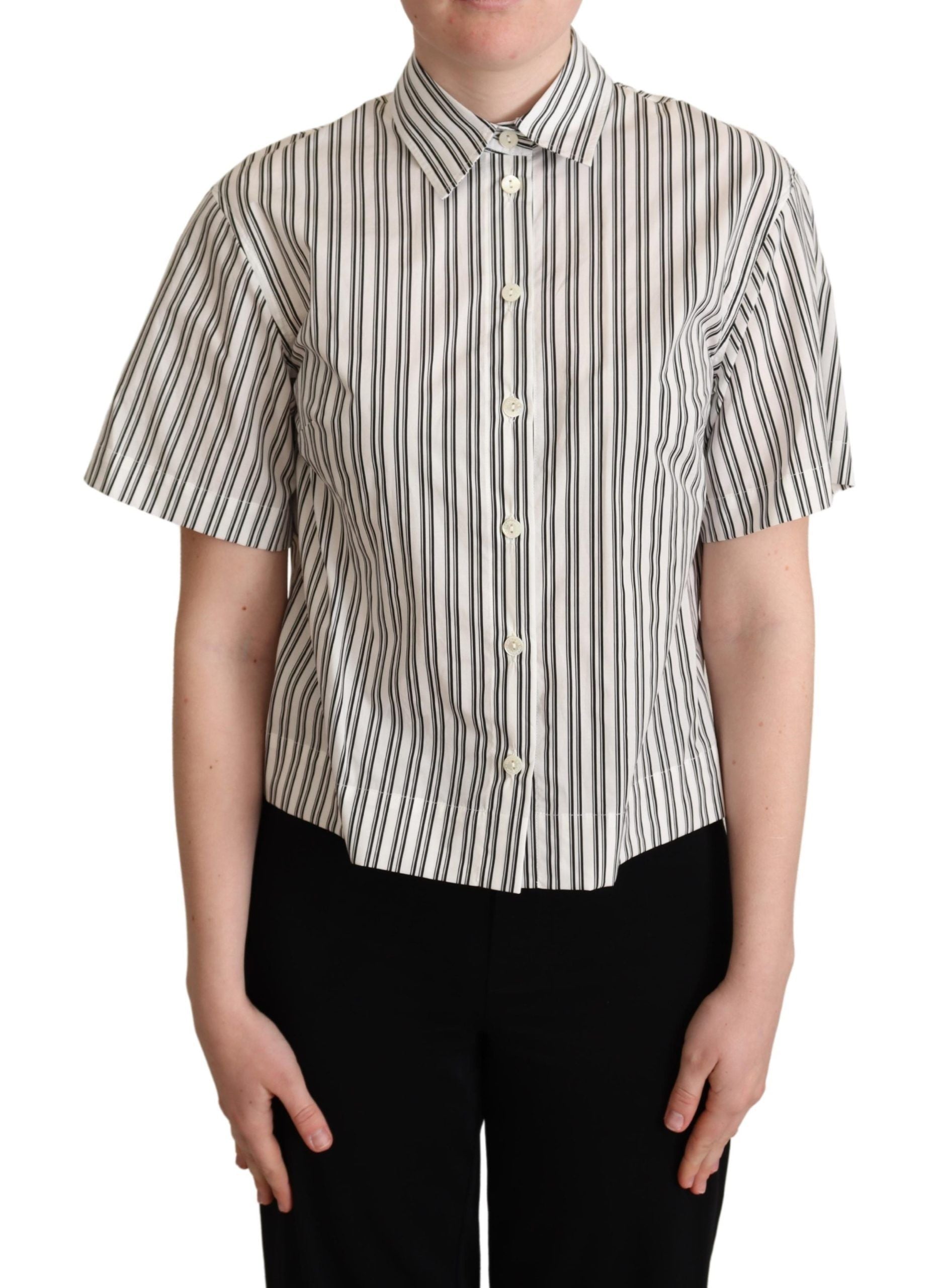 Dolce & Gabbana Elegant Striped Cotton Polo Women's Top