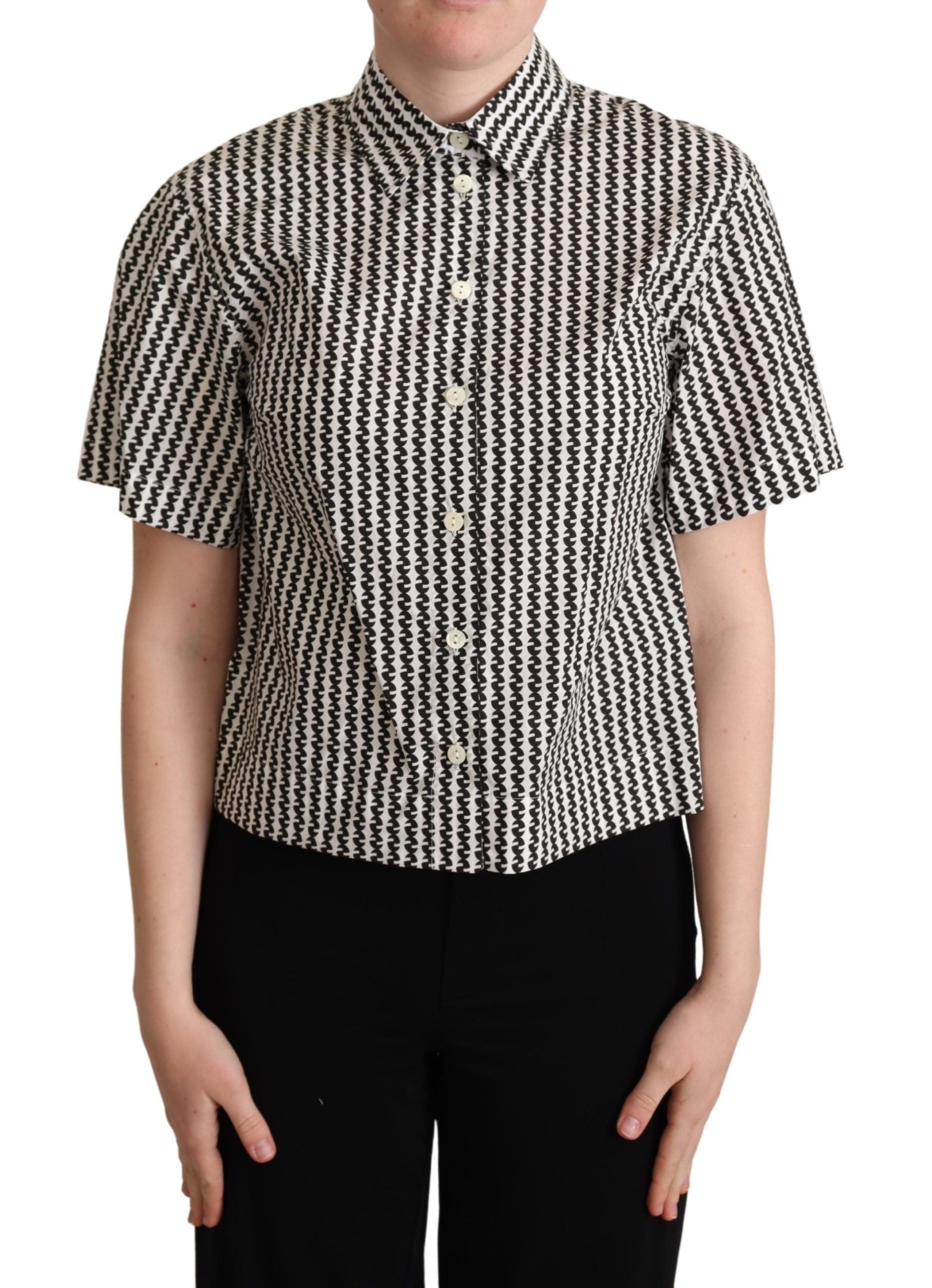 Dolce & Gabbana Elegant Black and White Patterned Cotton Women's Polo