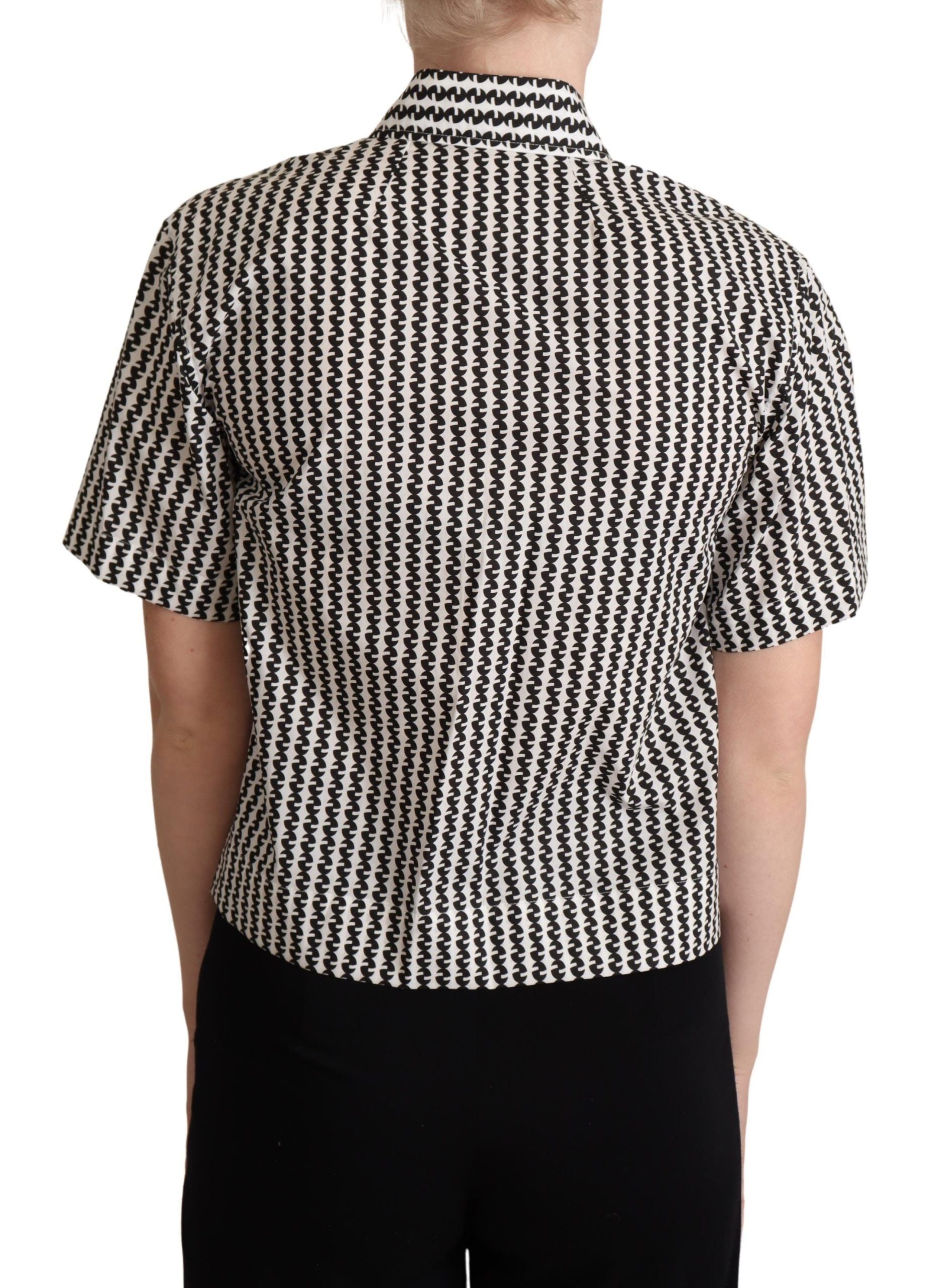 Dolce & Gabbana Elegant Black and White Patterned Cotton Women's Polo