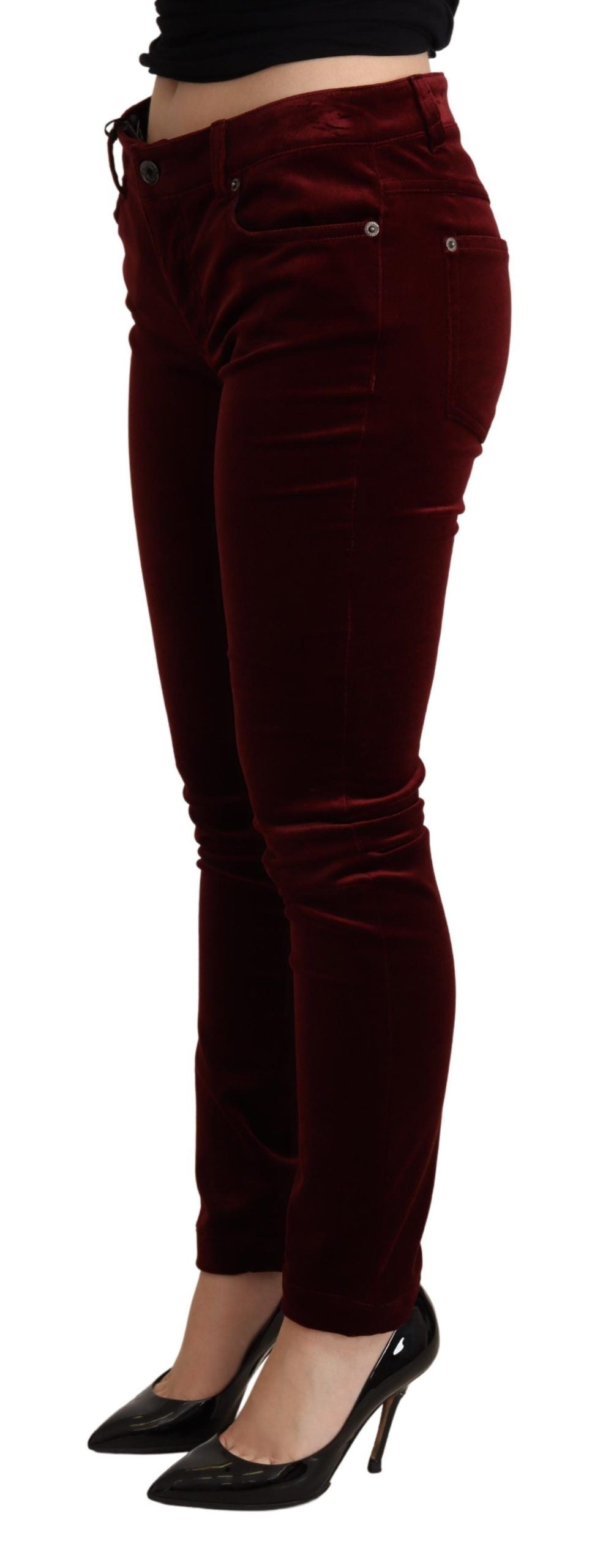 Dolce & Gabbana Exquisite Bordeaux Red Skinny Women's Pants