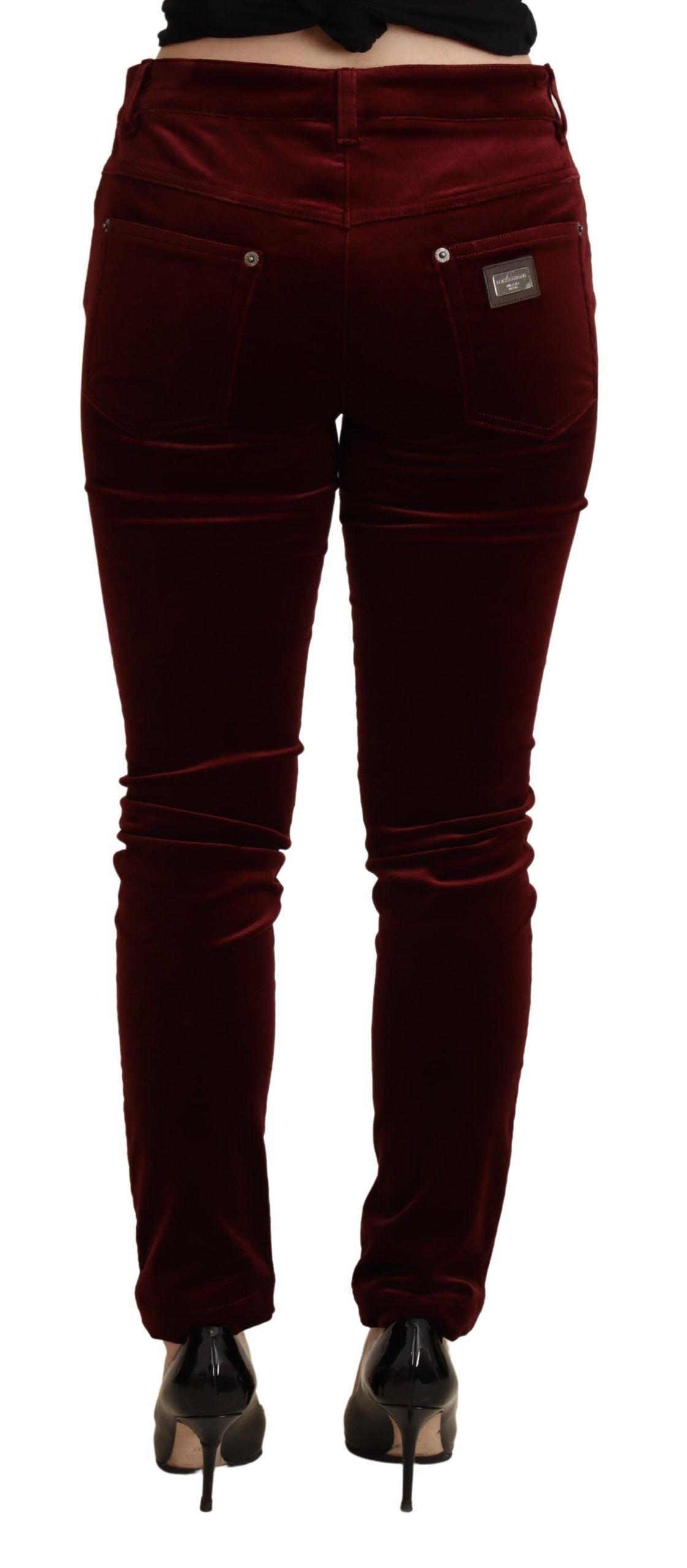 Dolce & Gabbana Exquisite Bordeaux Red Skinny Women's Pants