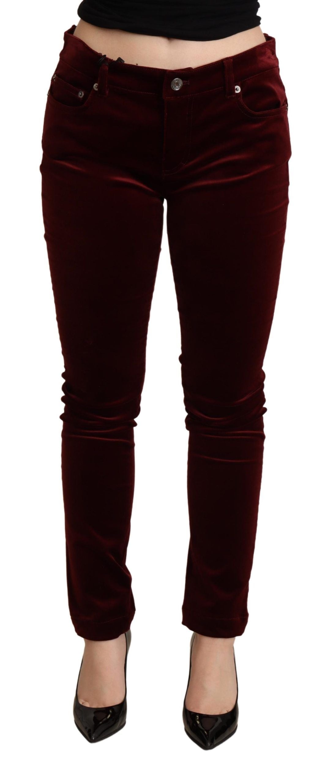 Dolce & Gabbana Exquisite Bordeaux Red Skinny Women's Pants