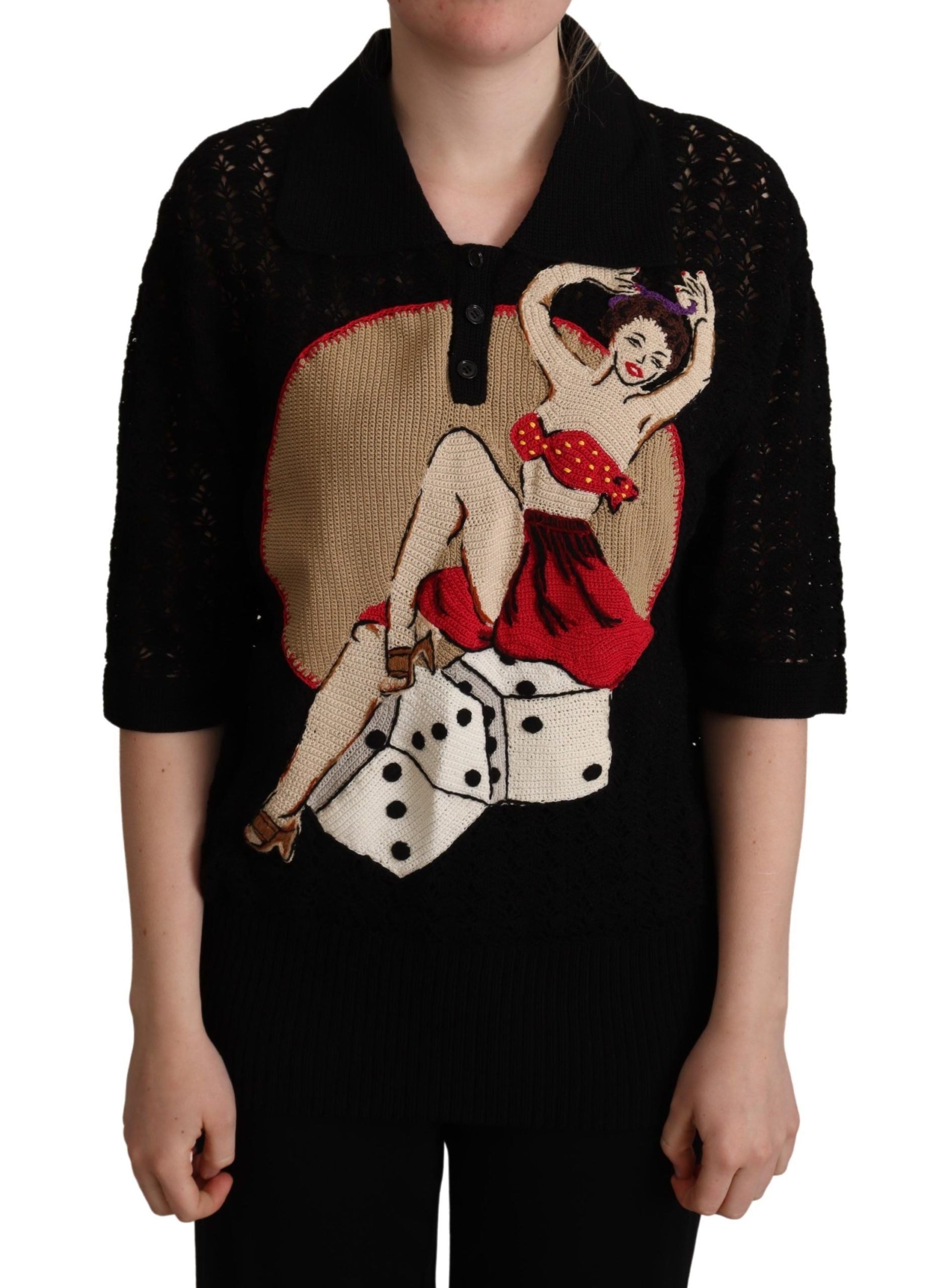 Dolce & Gabbana Embroidered Short Sleeve Luxury Women's Sweater