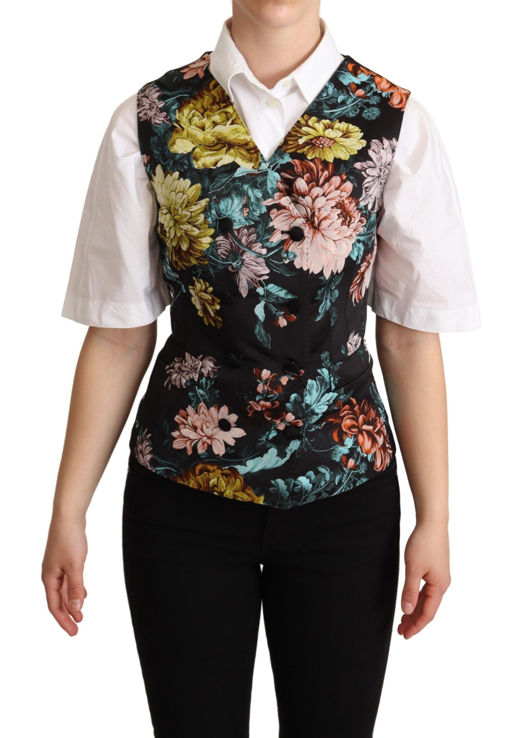 Dolce & Gabbana Exquisite Floral Jacquard Women's Waistcoat