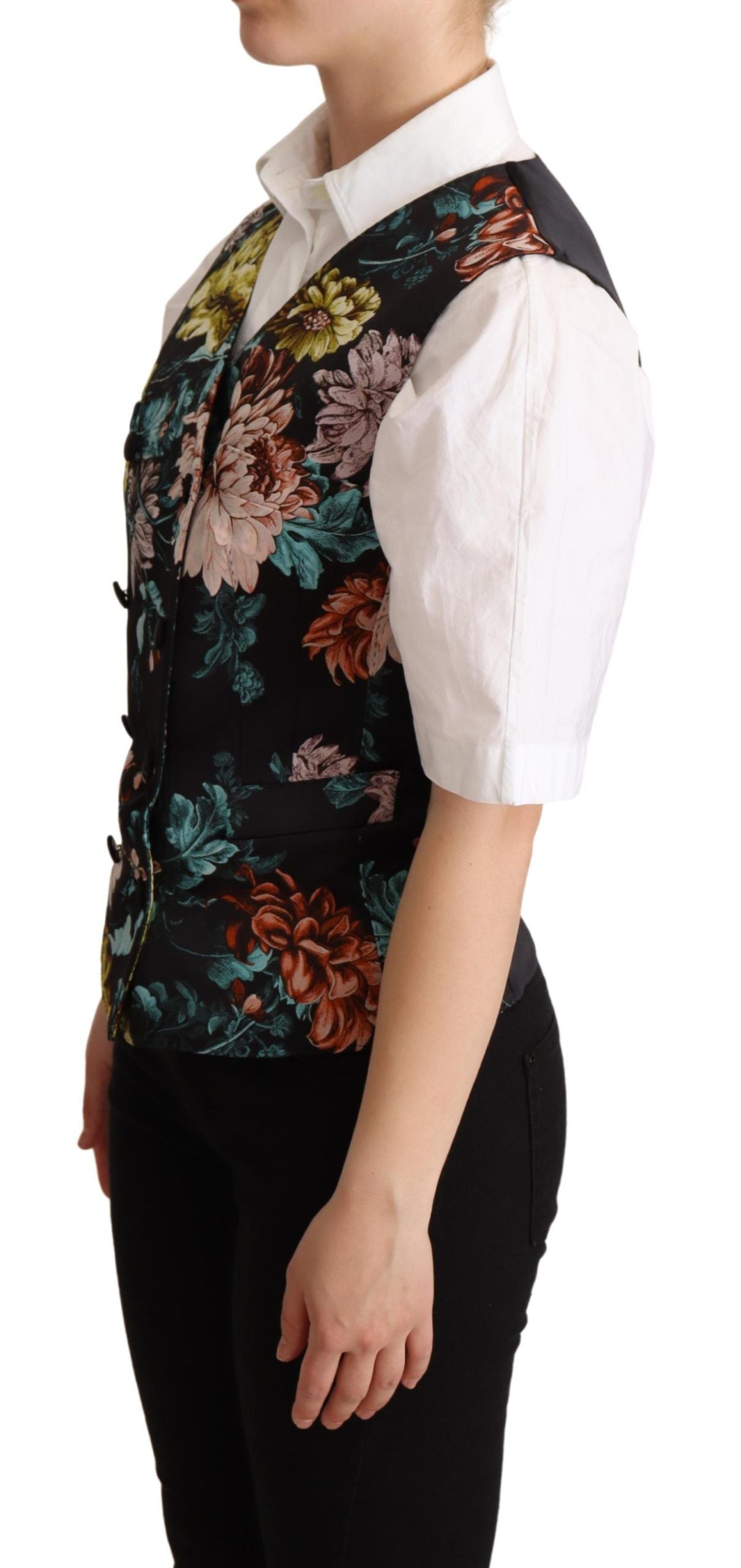 Dolce & Gabbana Exquisite Floral Jacquard Women's Waistcoat