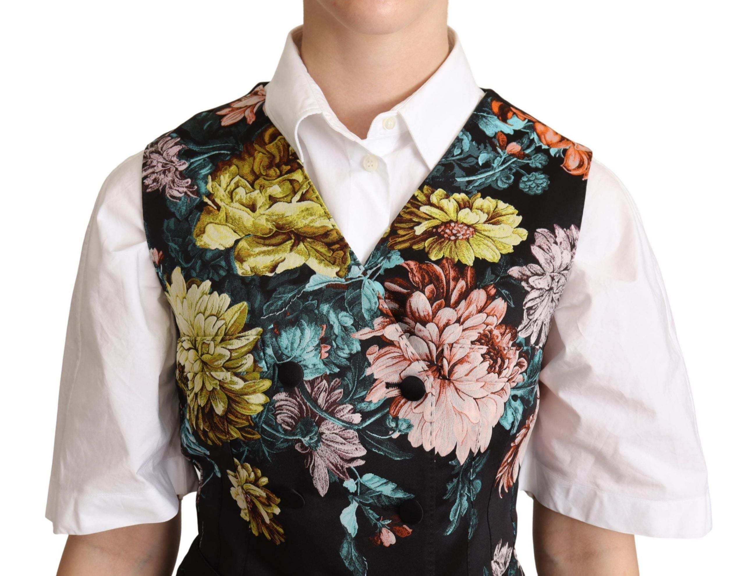 Dolce & Gabbana Exquisite Floral Jacquard Women's Waistcoat