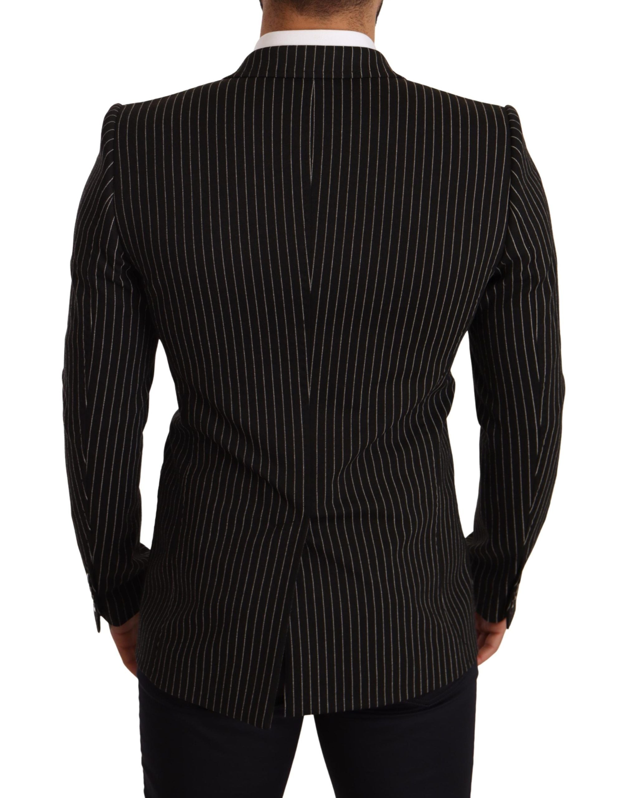 Dolce & Gabbana Elegant Striped Wool Blazer with Silk Men's Lining