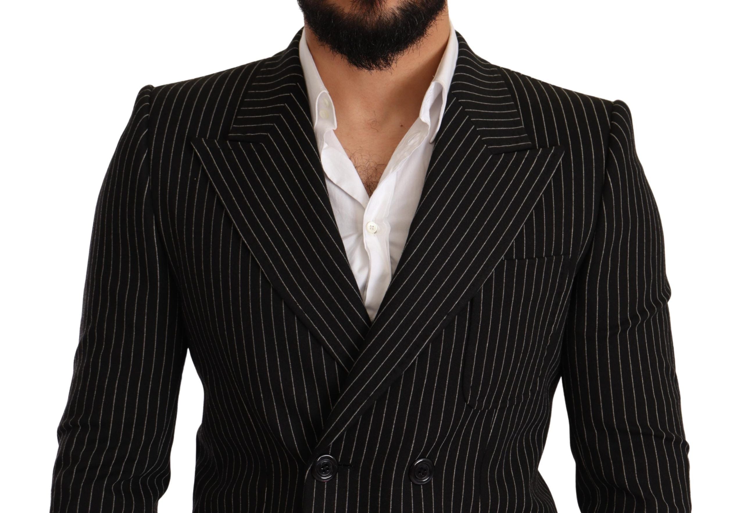 Dolce & Gabbana Elegant Striped Wool Blazer with Silk Men's Lining