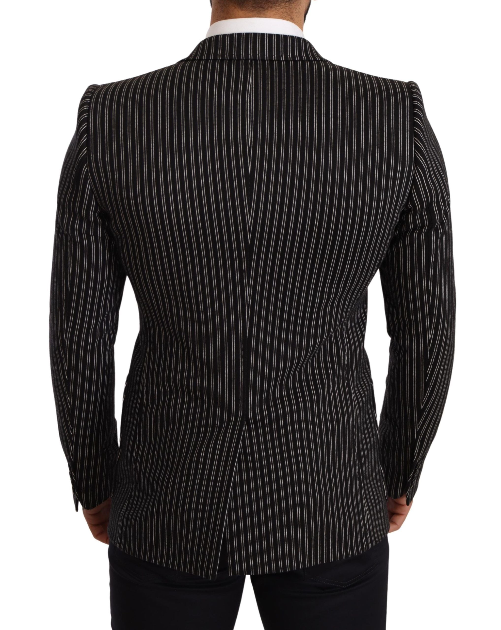 Dolce & Gabbana Elegant Black Striped Virgin Wool Men's Blazer