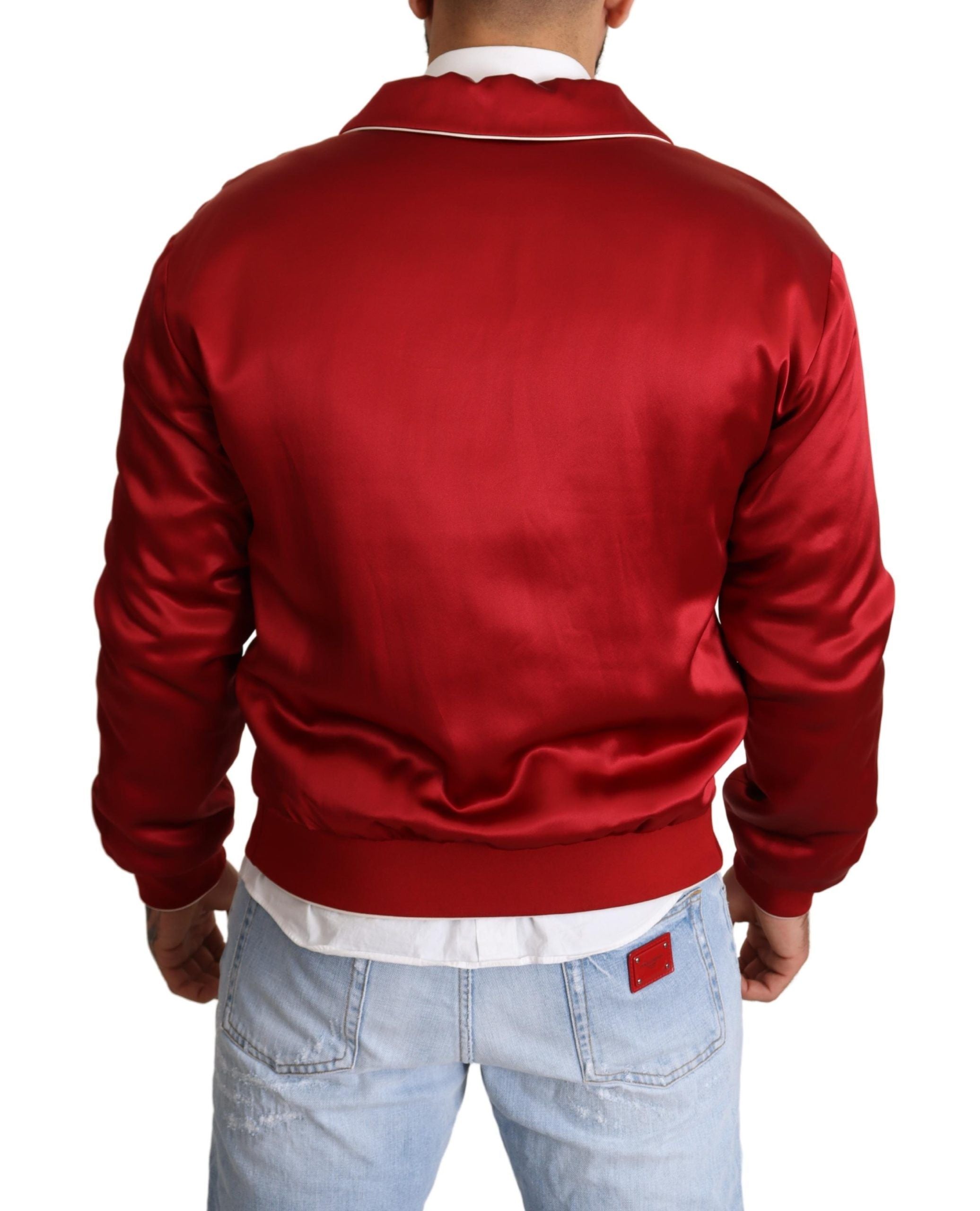 Dolce & Gabbana Sumptuous Silk Red Bomber Men's Jacket