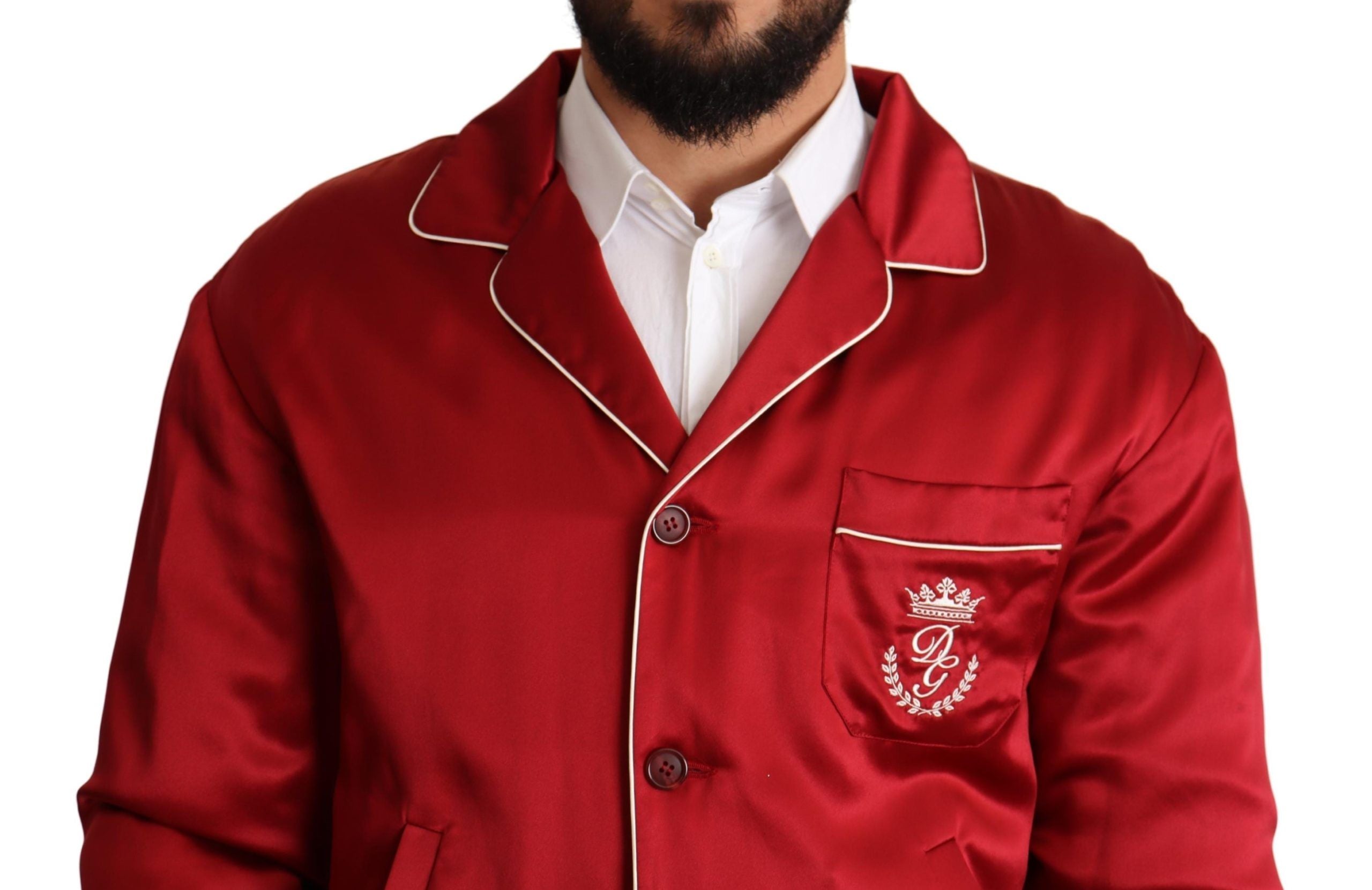 Dolce & Gabbana Sumptuous Silk Red Bomber Men's Jacket