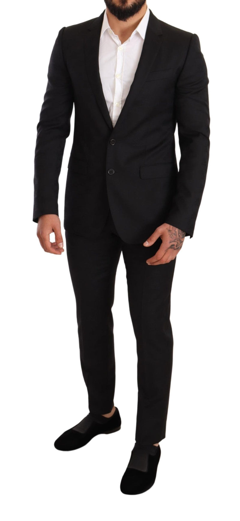 Dolce & Gabbana Elegant Martini Black Wool Men's Suit