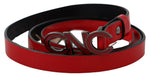 Costume National Chic Red Leather Waist Belt with Black-Tone Women's Buckle