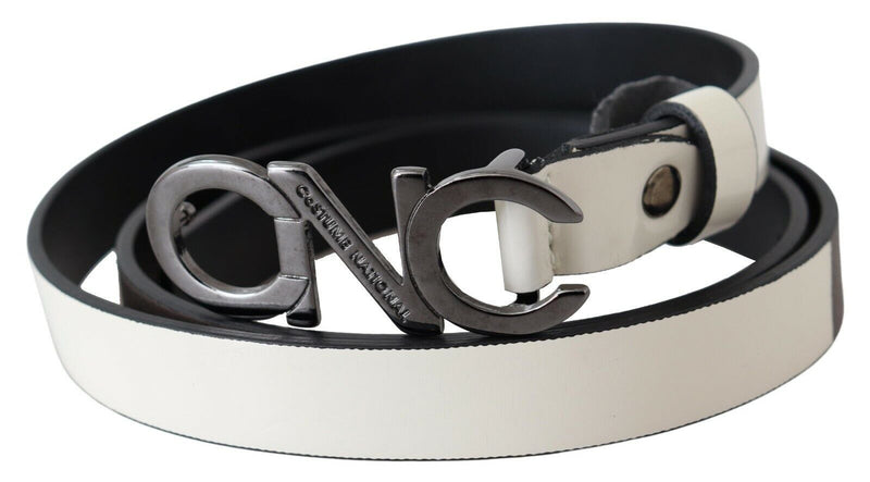 Costume National Metallic Gray Italian Leather Fashion Women's Belt