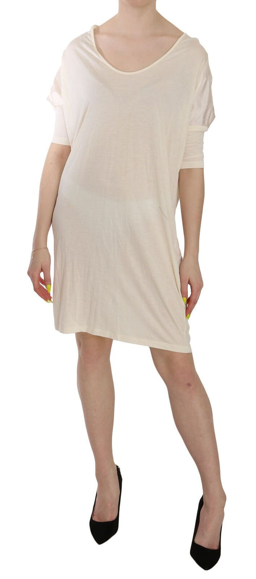 Costume National Chic Cream A-Line Elbow Sleeve Women's Dress