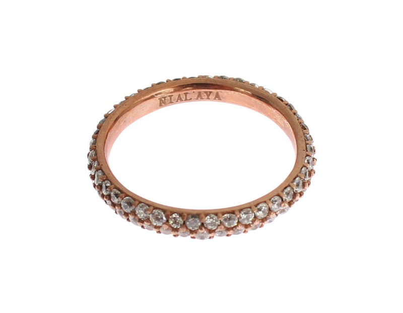 Nialaya Chic Pink Crystal-Encrusted Silver Women's Ring