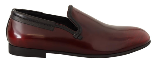 Dolce & Gabbana Elegant Bordeaux Leather Men's Loafers