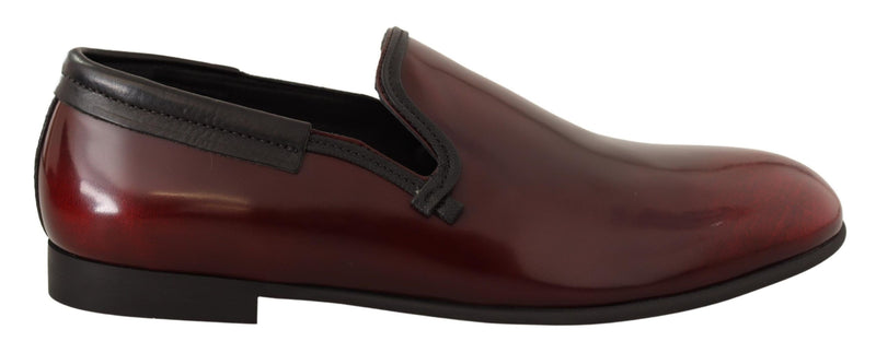 Dolce & Gabbana Elegant Bordeaux Leather Men's Loafers