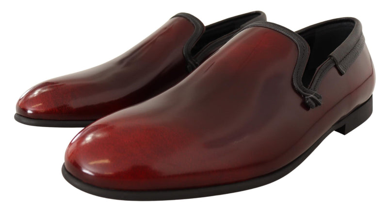 Dolce & Gabbana Elegant Bordeaux Leather Men's Loafers