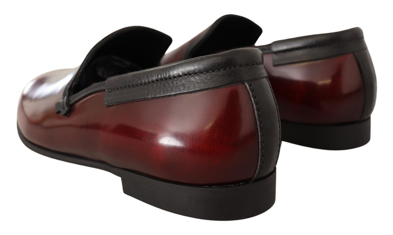 Dolce & Gabbana Elegant Bordeaux Leather Men's Loafers