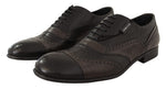 Dolce & Gabbana Elegant Brown Lizard Leather Oxford Men's Shoes