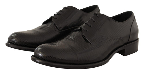 Dolce & Gabbana Elegant Black Lizard Skin Derby Men's Shoes