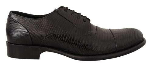 Dolce & Gabbana Elegant Black Lizard Skin Derby Men's Shoes