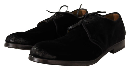 Dolce & Gabbana Elegant Black Velvet Derby Men's Shoes