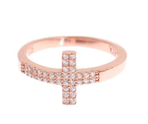 Nialaya Elegant Pink Crystal Encrusted Silver Women's Ring