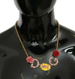 Dolce & Gabbana Gold Crystal Charm Statement Women's Necklace