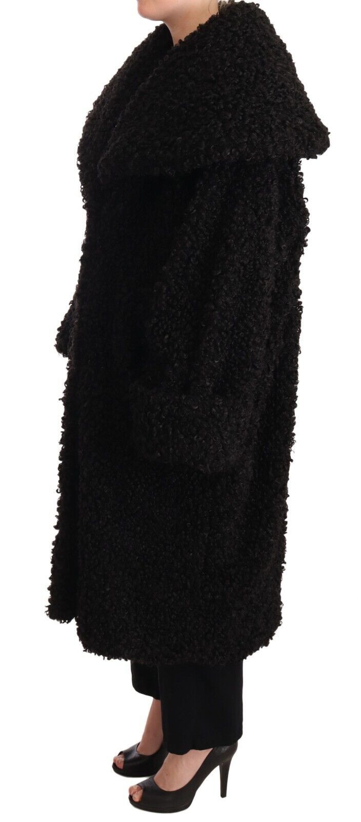 Dolce & Gabbana Elegant Black Fur Cape Trench Women's Coat