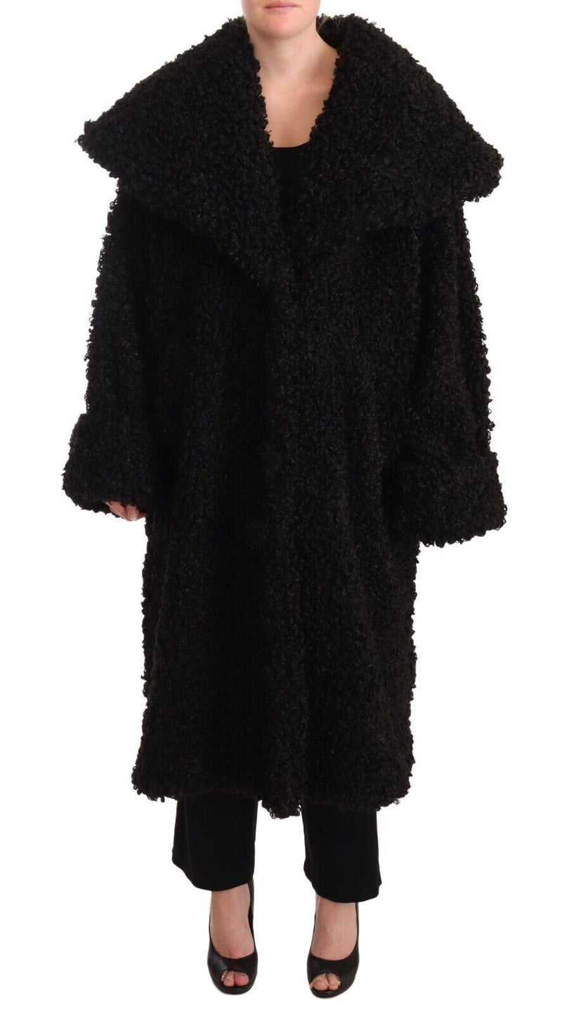 Dolce & Gabbana Elegant Black Fur Cape Trench Women's Coat