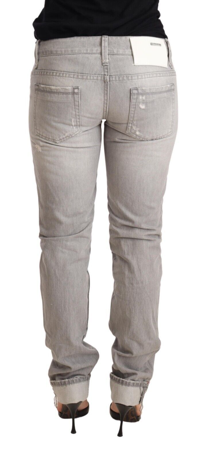 Acht Chic Slim Fit Tattered Gray Wash Women's Jeans