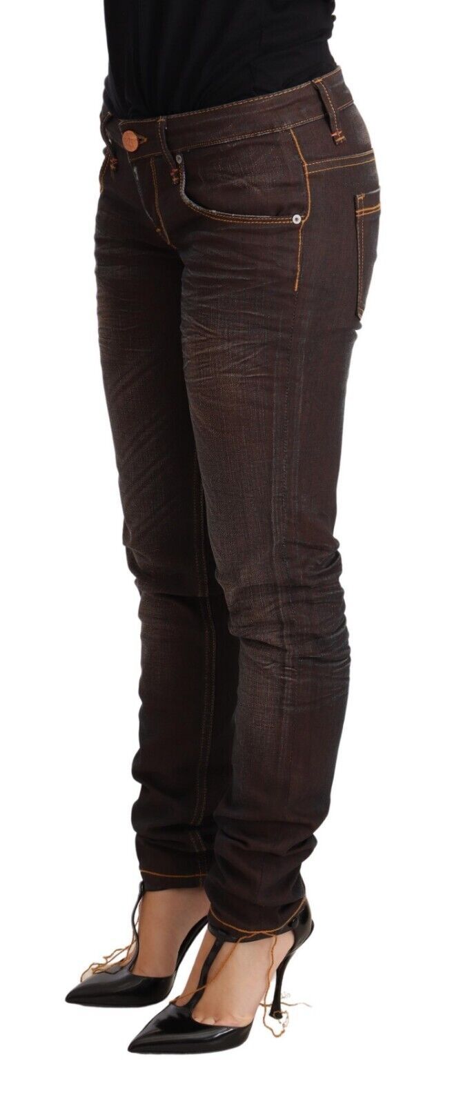 Acht Chic Low Waist Skinny Brown Women's Jeans