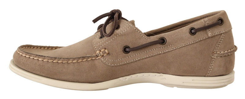 Pollini Elegant Beige Suede Moccasins for the Discerning Men's Gentleman