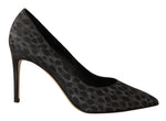 Sofia Elegant Black Leopard Print Leather Women's Heels