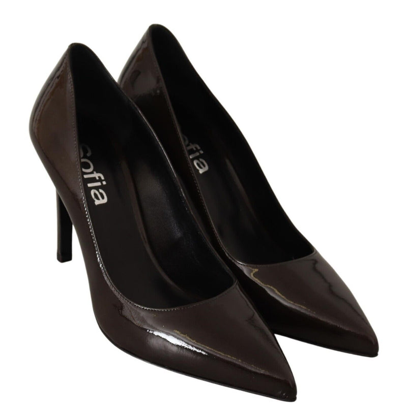 Sofia Elegant Brown Leather Heels Women's Pumps