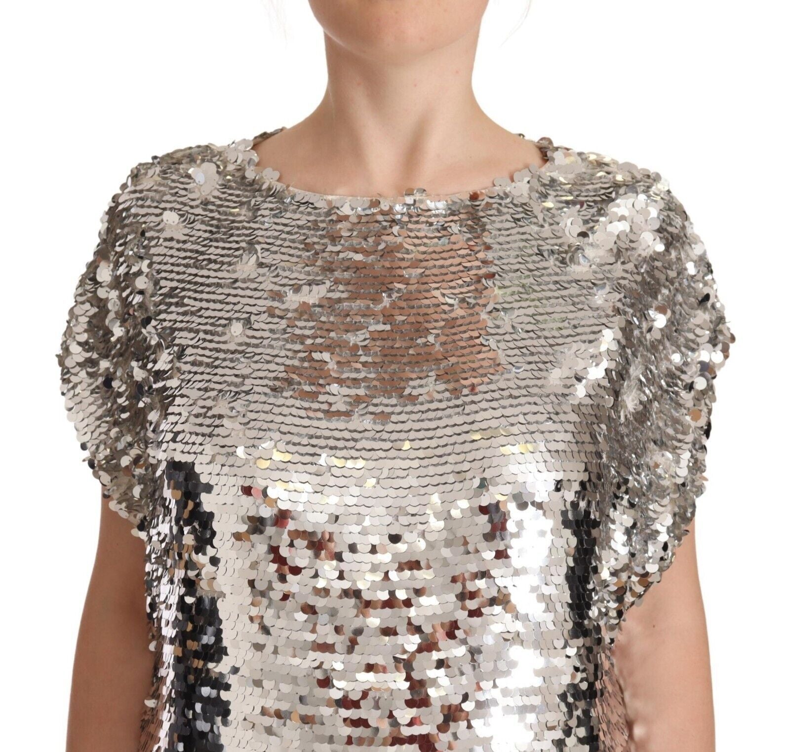 MSGM Elegant Sequined Boat Neck Mini Women's Dress