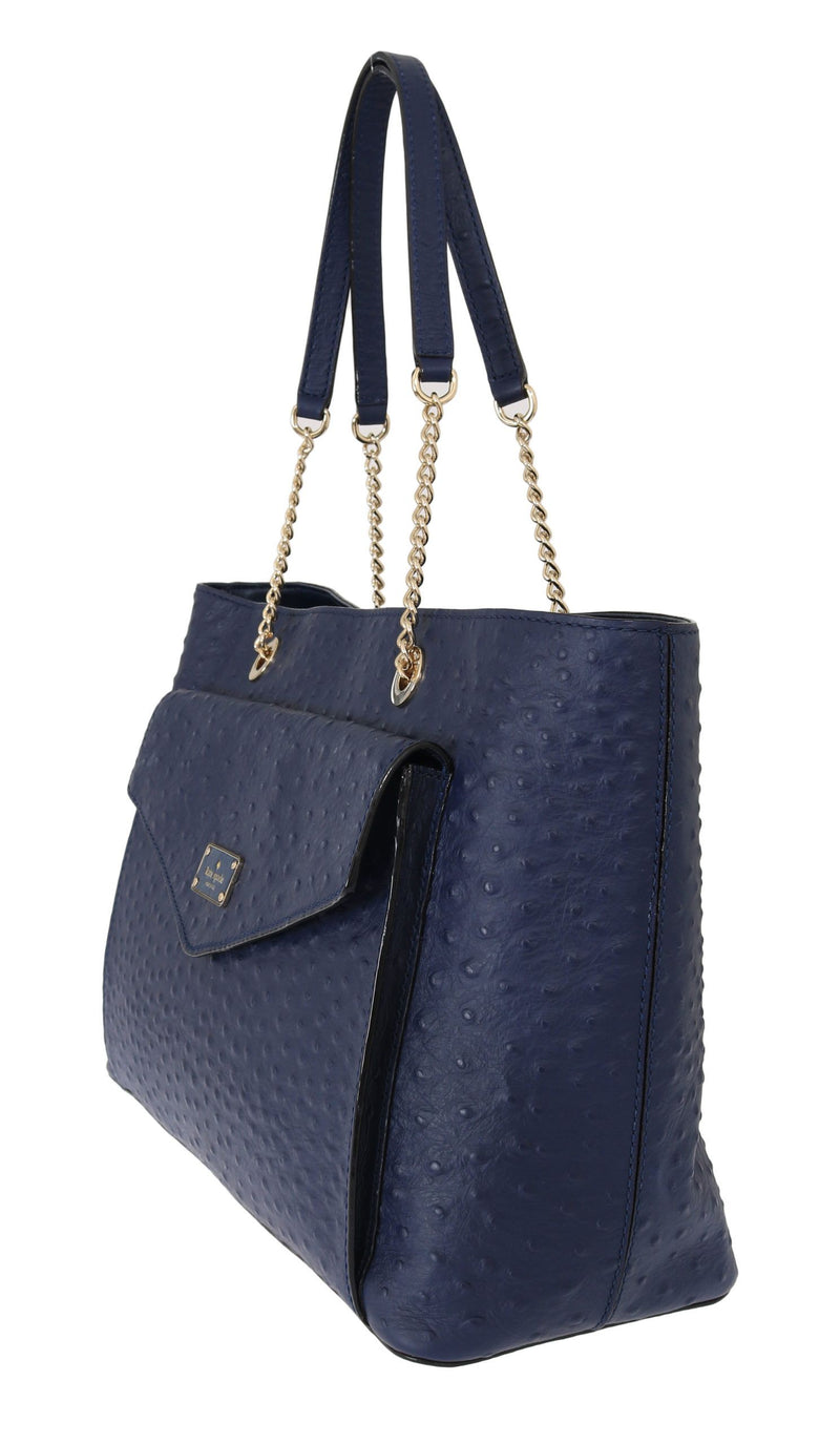 Kate Spade Elegant Ostrich Leather Handbag in Women's Blue