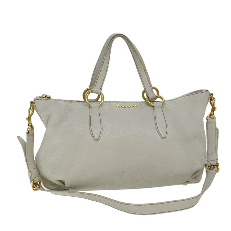 Miu Miu Vitello Beige Leather Handbag (Pre-Owned)