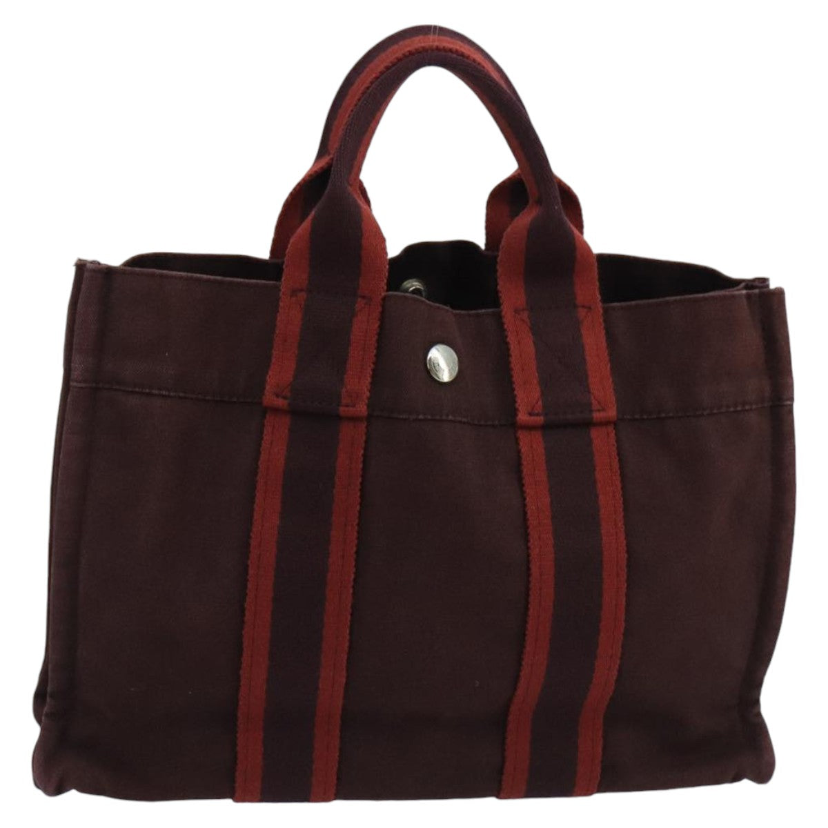 Hermès Fourre Tout Burgundy Canvas Tote Bag (Pre-Owned)