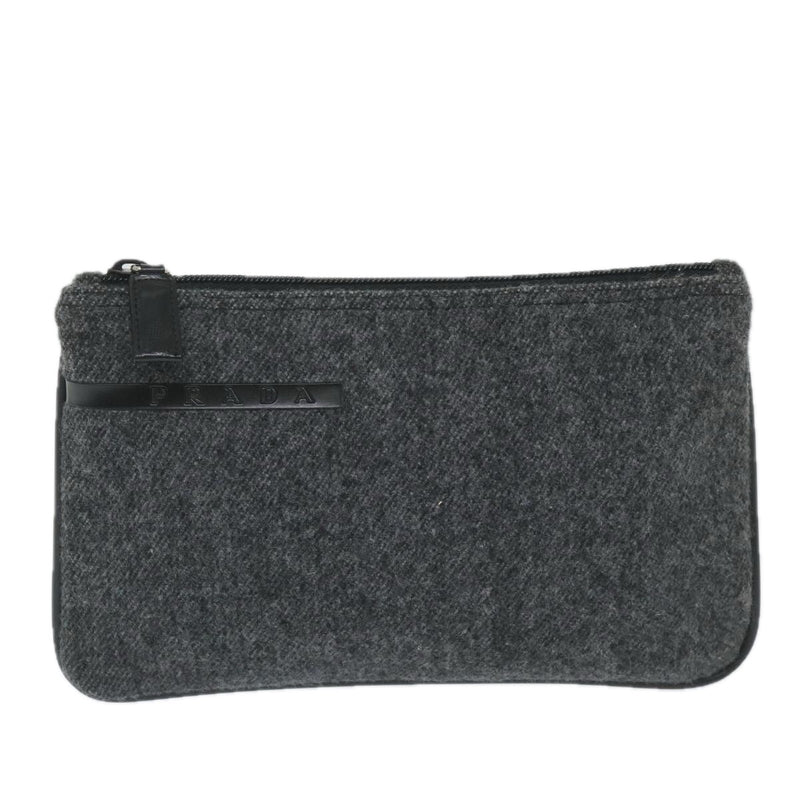 Prada Silver Wool Clutch Bag (Pre-Owned)