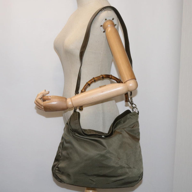 Gucci Bamboo Khaki Synthetic Shoulder Bag (Pre-Owned)